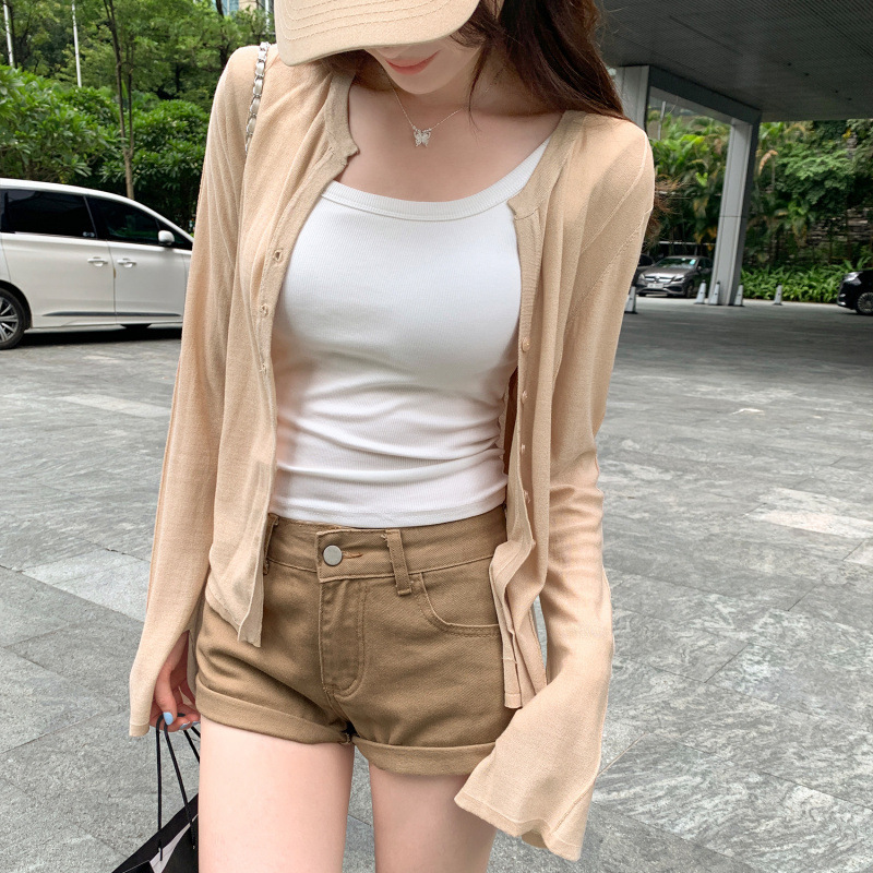 热销莱赛尔天丝薄款长袖针织开衫女夏配吊带外搭防晒外套上衣|undefined
