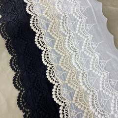 寬14cm白色杏色黑色鏤空刺繡棉布邊蕾絲花邊diy輔料裙邊裝飾衣服