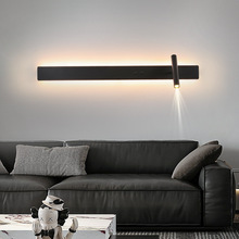 极简长条LED壁灯现代背景墙床头灯创意带开关可旋转射灯氛围壁灯