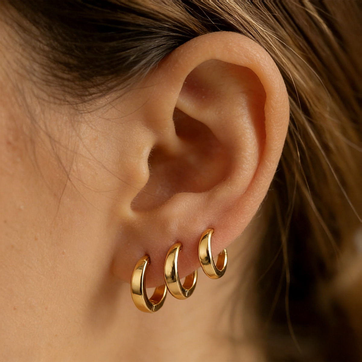 TENA Europa y los Estados Unidos venta caliente aretes redondos de acero inoxidable ligero lujo de alto nivel anillo sensorial geometría joyería pendiente transfronteriza