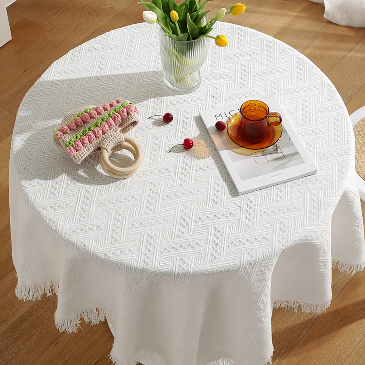 Lace White Tablecloth Ins Style Round Table Square Table Coffee Table Bedside Table Desk Photo Background Cloth Tablecloth