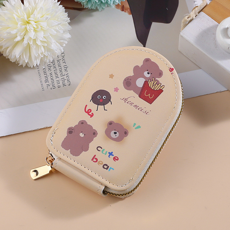 Bolso de tarjeta de órgano lindo de oso de dibujos animados transfronterizo Bolso de identificación de múltiples tarjetas para mujer Bolso de almacenamiento de tarjeta de gran capacidad para hombre