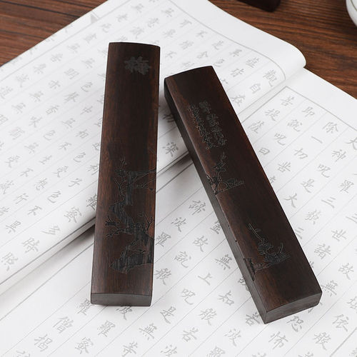 Factory-wholesale black catalpa wood paperweight, writing ruler, calligraphy tool—perfect for Xuan paper and the Four Treasures of the Study.