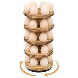 旋转木质鸡蛋托架台面5层新鲜鸡蛋收纳器厨房鸡蛋架储存展示架