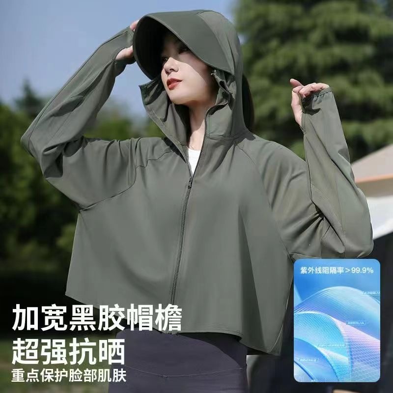 Short jacket for summer 2026, breathable and thin, new original fabric, suitable for cycling, UV protection, outdoor ice silk sun protection clothing for women