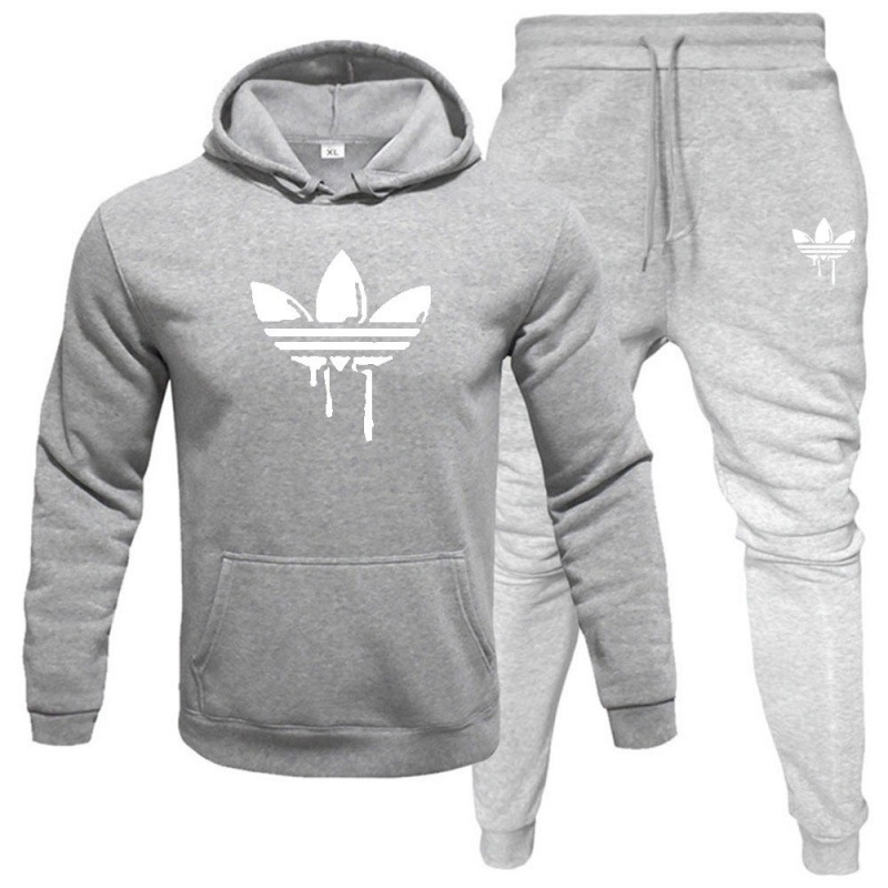 2024 Traje deportivo casual de los nuevos hombres transfronterizos Traje de moda con capucha Impresión de suéter de lana Traje de pantalón para hombres