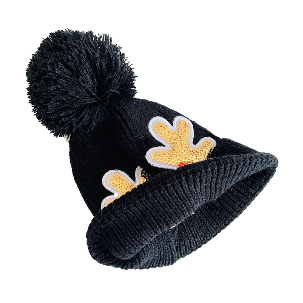 Outdoor Occasion Antlers Pattern Winter Season Children Unisex Cute Antlers Embroidery Wool Cap