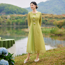 新中式改良国风气质旗袍裙2025夏装新款绣花圆领收腰显瘦连衣裙女