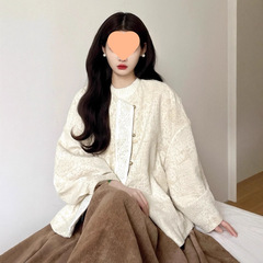 新中式国风提花外套女秋冬2025新款宽松棒球服温柔超好看上衣