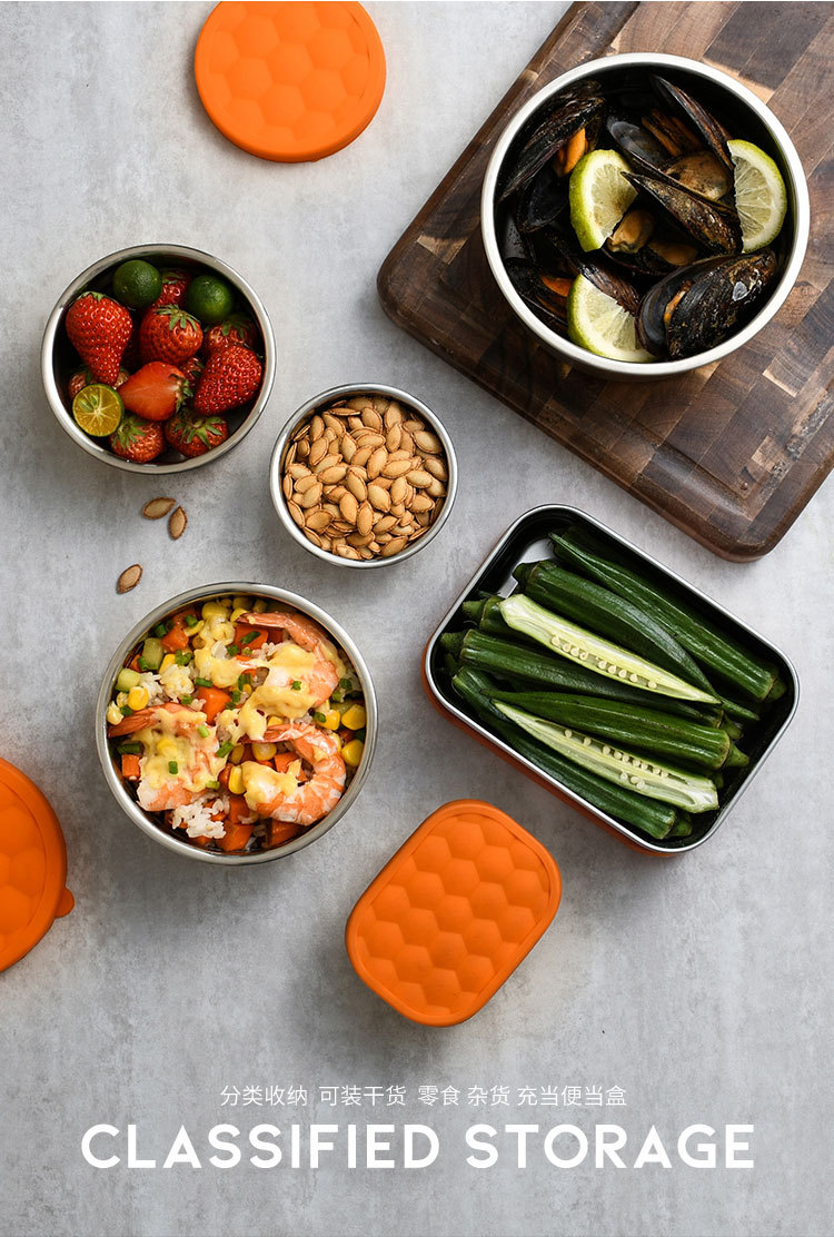 橙色硅胶盖保鲜盒_05