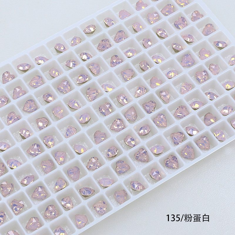 Dongzhou Crystal 6.5MM diamante de vidrio de fondo puntiagudo en forma de corazón de melocotón diamante de forma especial con fondo chapado en plata real