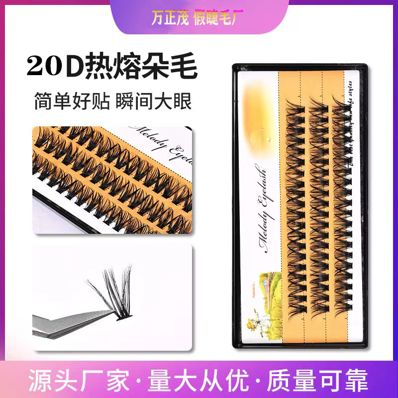 Máquina europea y americana versión de prensa 20D hot melt flor pelo auto-injerto 30D tallo fino no dispersa raíz curling 40D tridimensional ojo grande