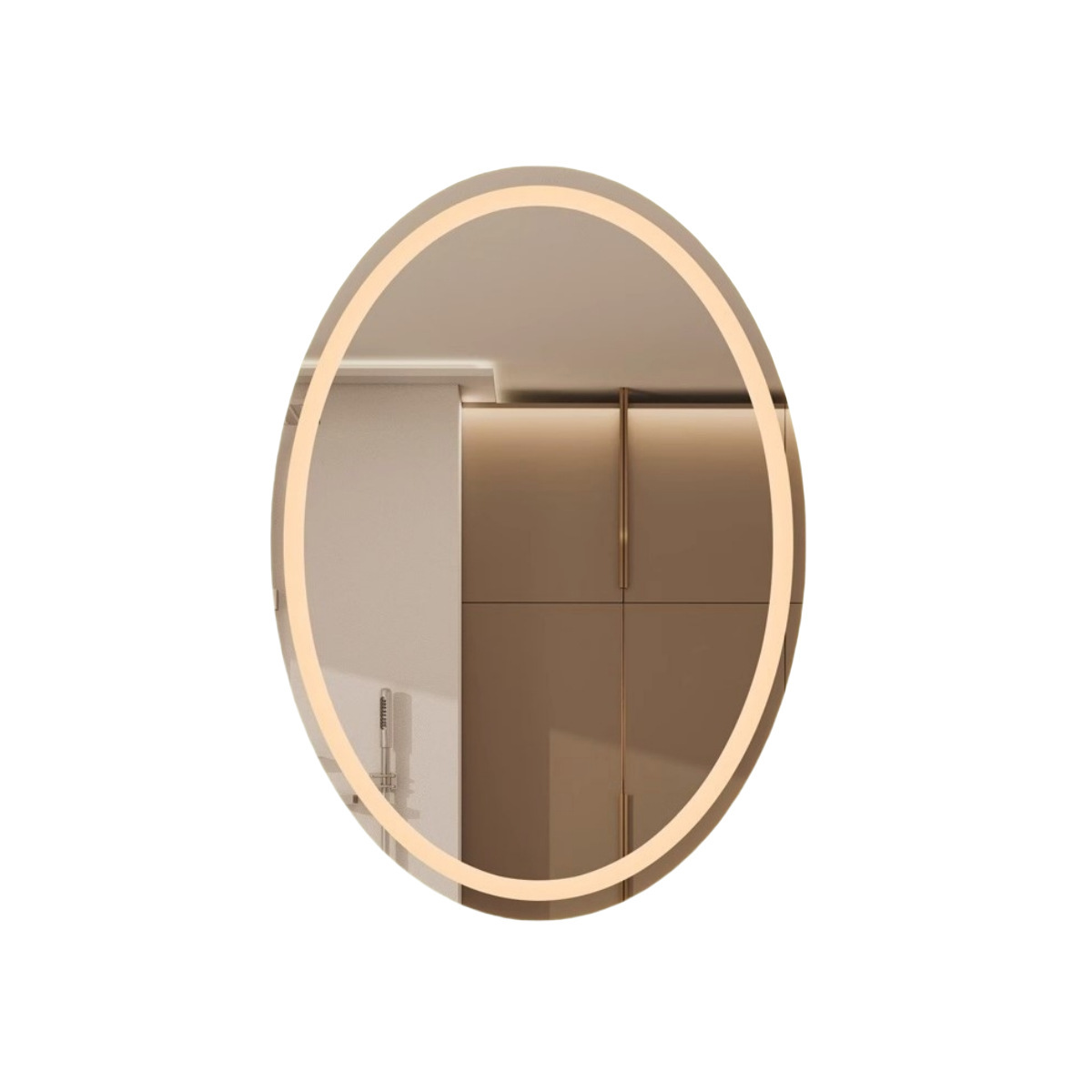 Espejo inteligente oval LED lámpara de baño espejo de baño anti-nebble lámpara de maquillaje espejo luminoso pared colgante espejo de inducción