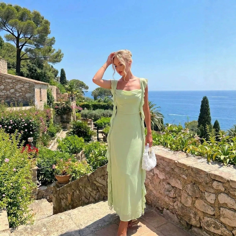 High-End Slim-Fit Mesh Fishtail Dress with Exquisite Ruffle Design, This Year's Trendy and Beautiful Gown High-End Slim-Fit Mesh Fishtail Dress with Exquisite Ruffle Design, This Year's Trendy and Beautiful Gown