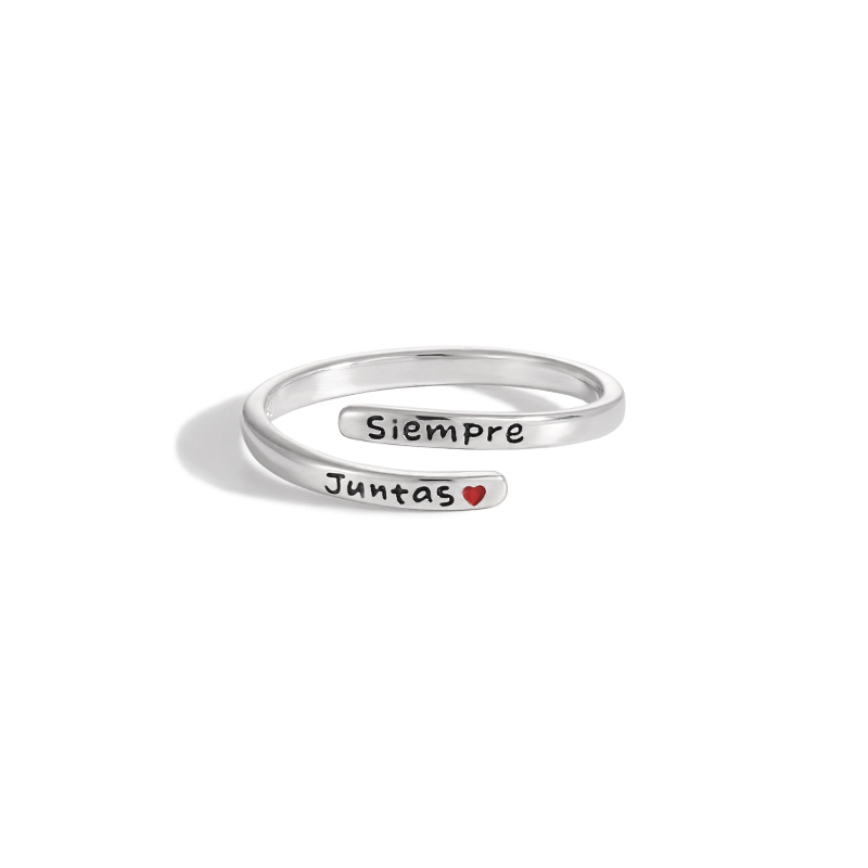 925 Sterling Silver Letter Open Rings display picture 2