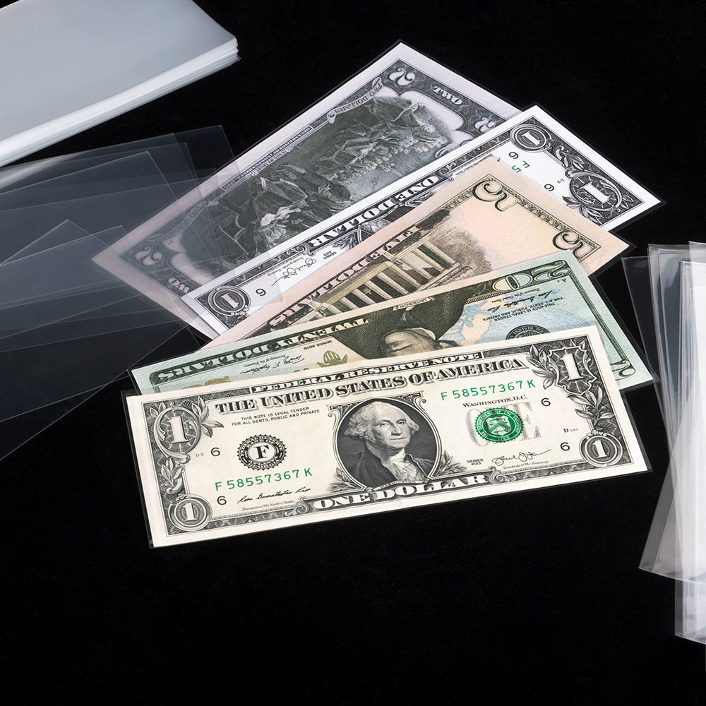 Caja de recolección de billetes conmemorativos transparentes de alta gama, bolsa de protección de billetes, bolsa de protección de billetes al por mayor
