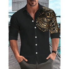 U 40031 Gold Print Mens Long Shirt �̽�ӡ����������羳
