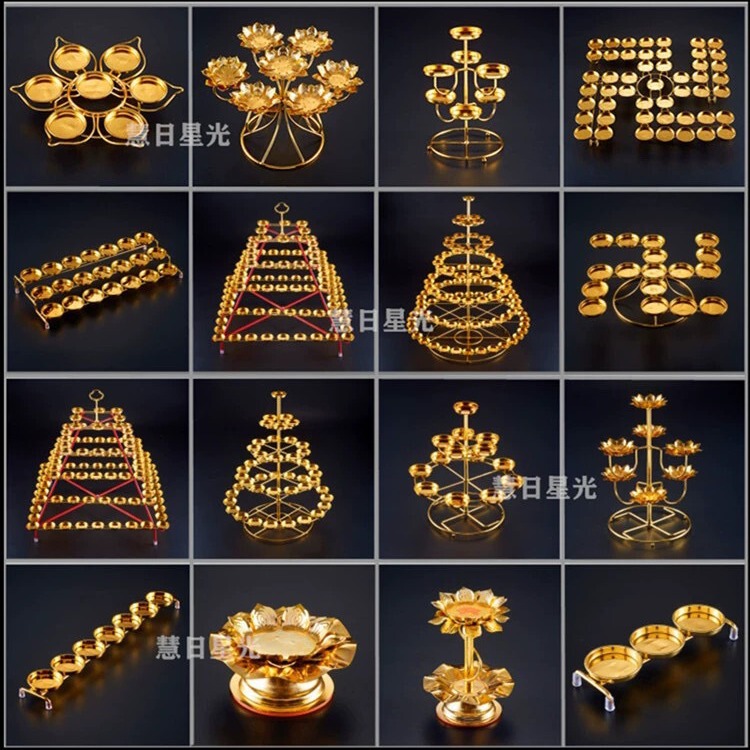 Extra Thickened Butter Lotus Lamp Holder Household Changming Lamp Seven-Star Butter Lamp Holder Candlestick (8 Hours) Extra Thickened Butter Lotus Lamp Holder Household Changming Lamp Seven-Star Butter Lamp Holder Candlestick (8 Hours)