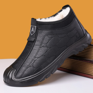 Cross-border plus size Old Beijing Cloth Shoes Men's Cotton Shoes Winter fleece-lined Warm Men's Shoes Soft Sole Non-slip Middle-aged and Elderly Dad