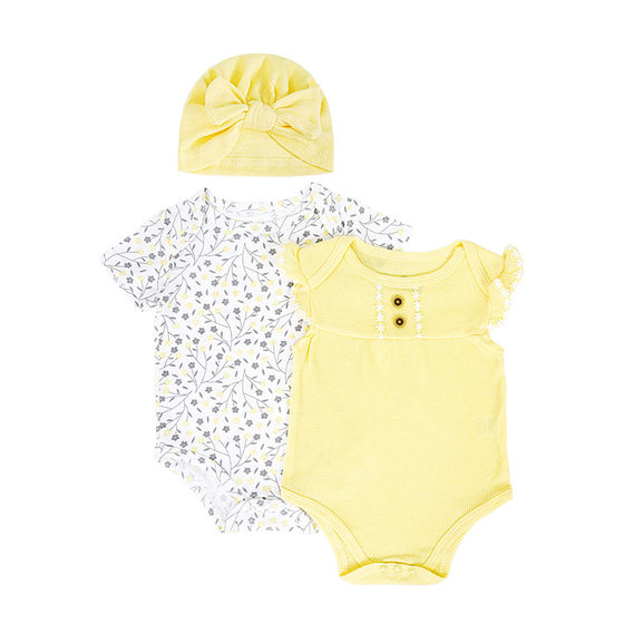 Summer new newborn 3-piece suit fashion triangle climbing suit baby soft clothes factory wholesale