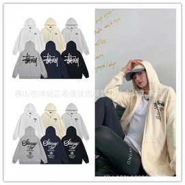 三标原标潮牌拉链开衫卫衣连帽秋冬新款字母骰子黑八情侣