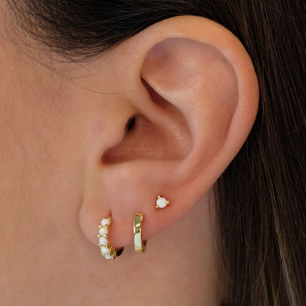 4g Weight Zircon Inlay Material Earrings Classification 3 Pieces Set Quantity Daily Occasion 925 Sterling Silver Material Geometric Pattern Women's Gender Plating, Inlay Design Simple Style Style 3 Pieces Set 925 Sterling Silver Zircon Geometric Earrings 57