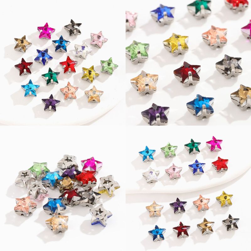 手縫い五芒星爪ドリルガラスクリスタル手縫いドリル DIY ファンタジー爪ドリル素材ホワイト K 穴付きドリルアクセサリー|undefined