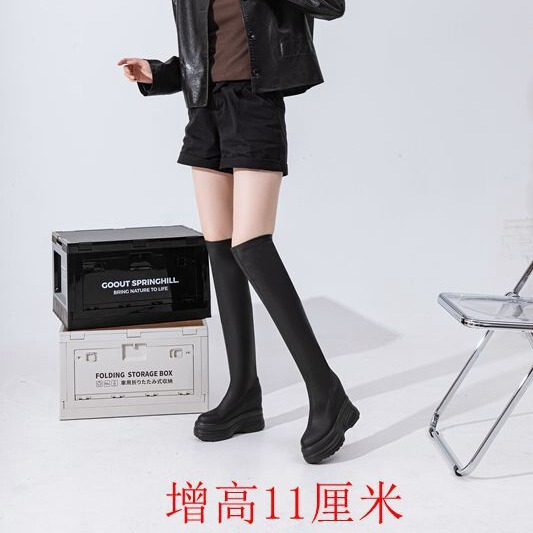 Over-The-Knee Slim Boots with Hidden Height Increase 11cm for Petite Women, Princess-Style Patent Thick-Soled Versatile Boots with Ultra-High Heels Over-The-Knee Slim Boots with Hidden Height Increase 11cm for Petite Women, Princess-Style Patent Thick-Soled Versatile Boots with Ultra-High Heels