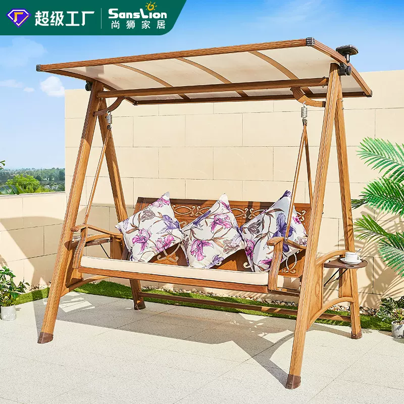 L形户外秋千吊椅室外庭院子阳台家用三人简易双人秋千椅懒人摇椅