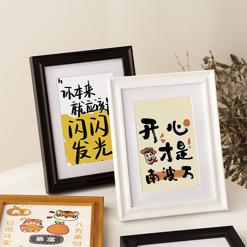 實木擺台相框10寸6 7 12 A4掛牆兒童框架洗照片文字桌面畫框批發