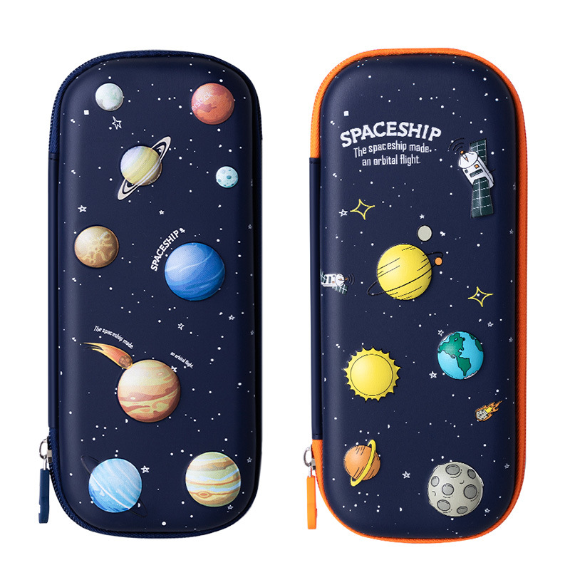 Bolsa de lápiz EVA de papelería para hombres, caja de papelería para niños de la escuela primaria, caricatura infantil de gran capacidad, doble capa.