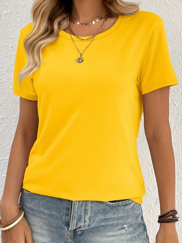 Summer Short-Sleeve T-Shirts for Women's Tops—European and American-Style Solid-Color Short Sleeves