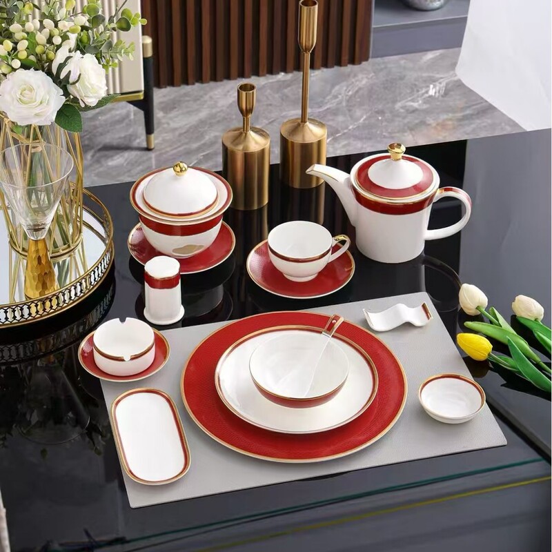 High-End Hotel Club High-Quality Bone China Chinese-Style Bowl and Plate Set High-Value Table Setting Wholesale Hotel Four-Piece Restaurant Set High-End Hotel Club High-Quality Bone China Chinese-Style Bowl and Plate Set High-Value Table Setting Wholesale Hotel Four-Piece Restaurant Set