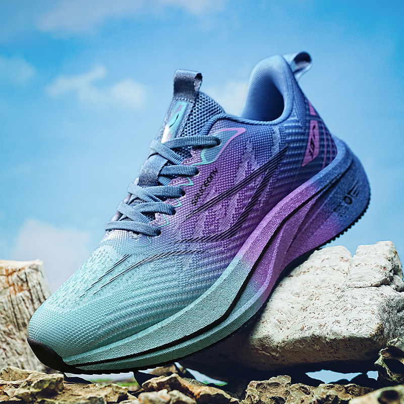 Zapatos para correr de carreras ultraligeros de palomitas de maíz de todo fósforo para jóvenes, amortiguación para hombres, antideslizante y transpirable, zapatos deportivos de tablero de carbono para estudiantes, marea