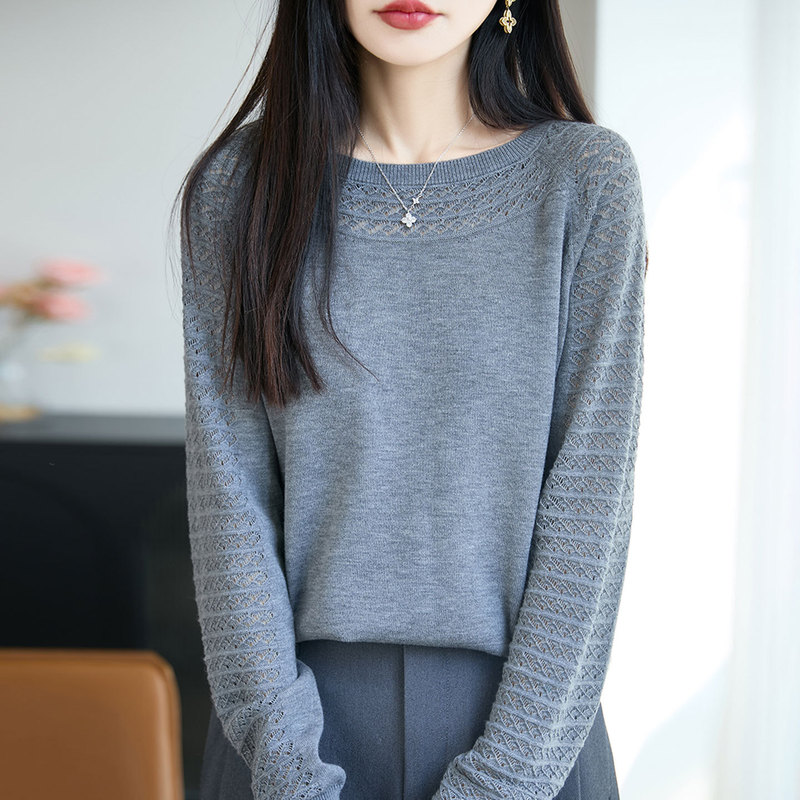 [Direct from Manufacturer] Women's Round Neck Sweater, New Autumn Collection, Solid Color, Fashionable, Slimming, Versatile Knit Top, Trendy