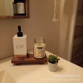 木质底座肥皂架洗手间台面置物架乡村蜡烛植物支架收纳架