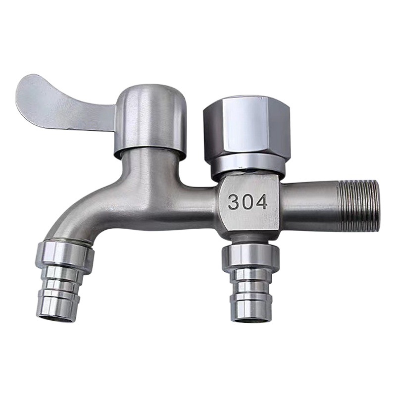 Alloy wire drawing faucet washing machine dedicated one-in two-out dual-use faucet 4 points household tap water switch