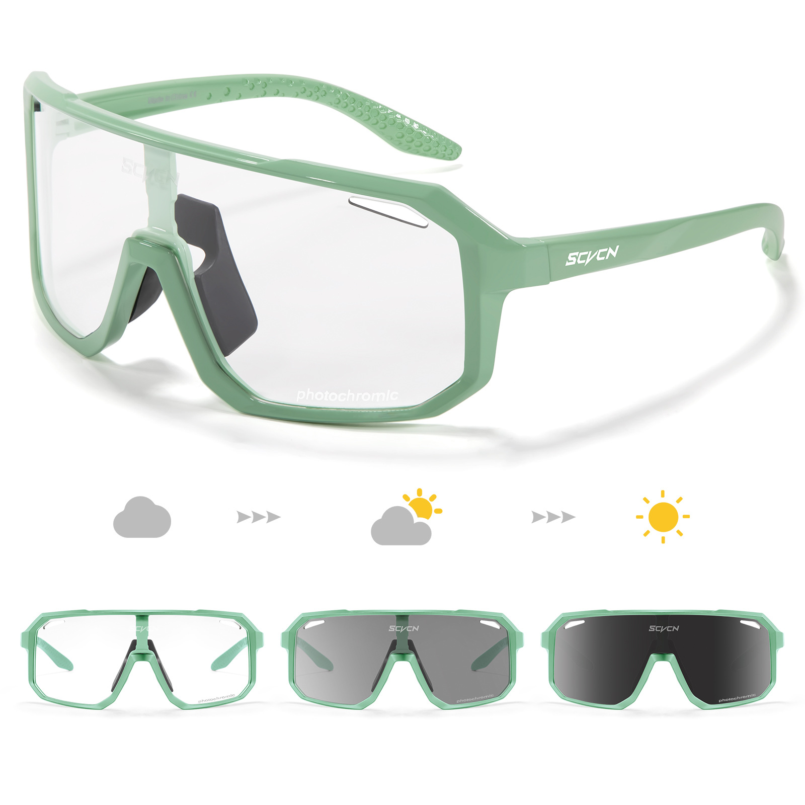 Gafas de Sol Fotocromáticas para Ciclismo de PC con Marco Completo para Ciclismo de Montaña y Carretera