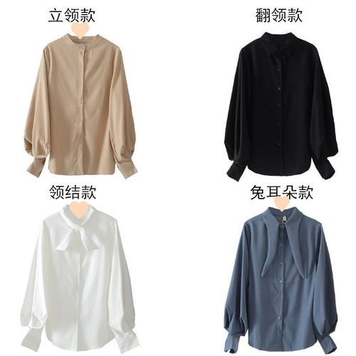 Ladies Bubble Sleeve Shirt with Design Sense, Unconventional Blouse, 2025 Spring Collection New Release, Maillard Style, Lantern Sleeve Top