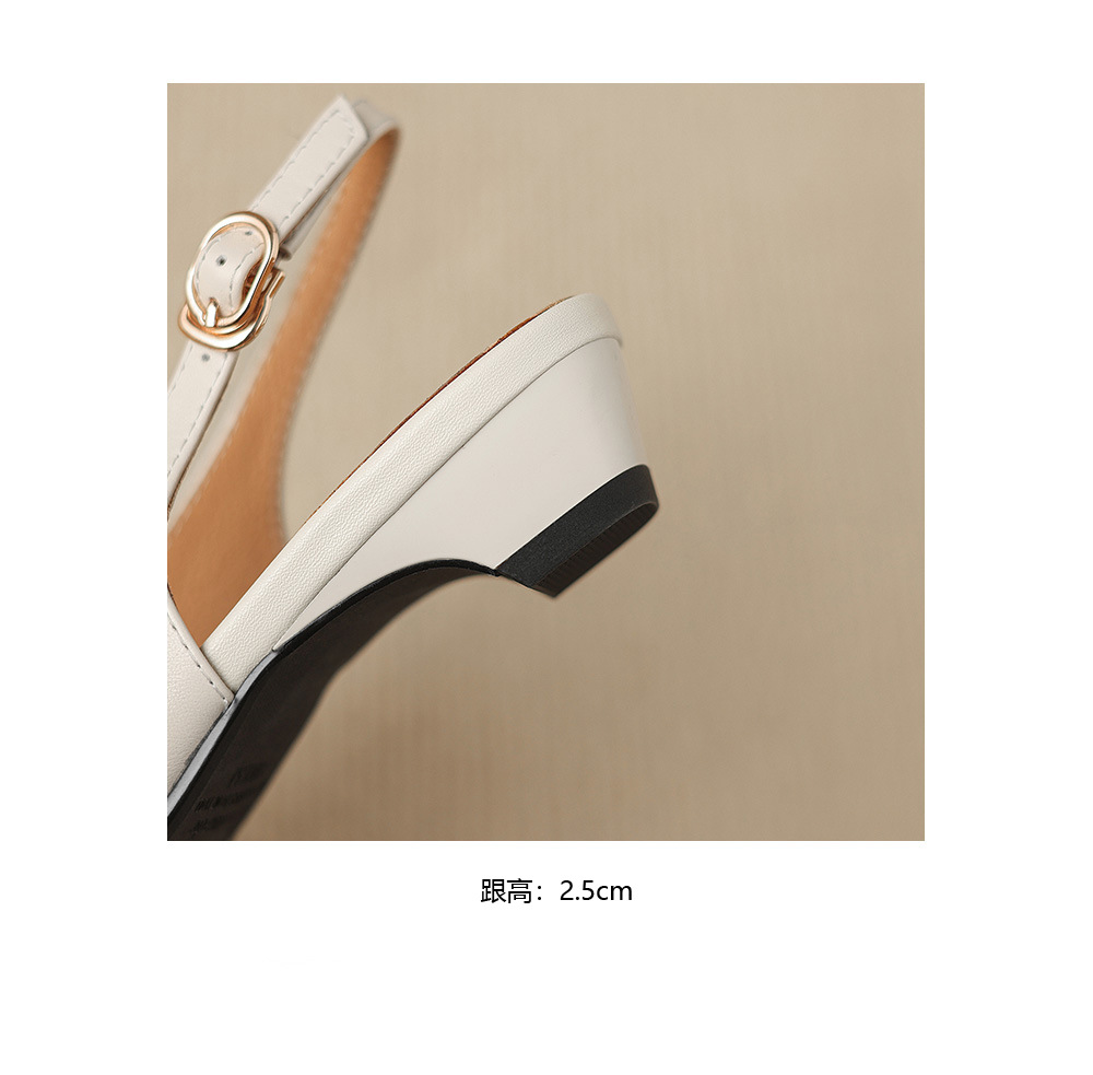 Sandal nữ gót thấp 2,5 cm mũi kín quai hậu phong cách tiểu hương — đen chi tiết 20