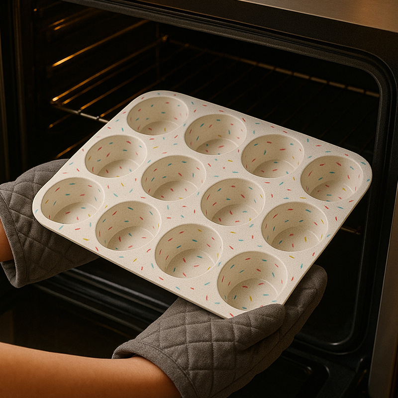 Food Grade Silicone Cupcake Mold 12 Cavity DIY Home Baking Tool Muffin Cup Kitchen Dining Bar_voghion.com