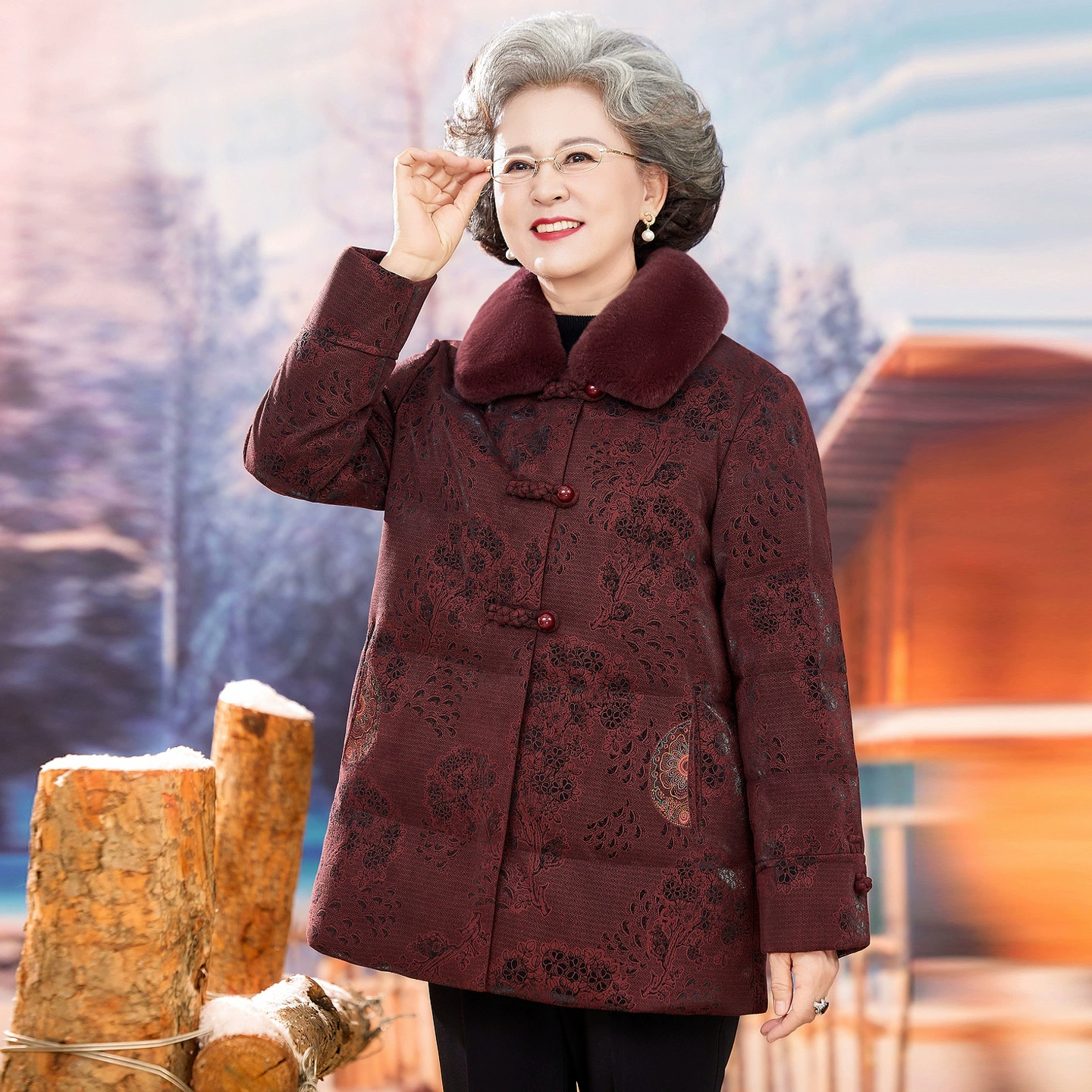 Плюшевая куртка-пуховик для мамы, для среднего возраста, 60 лет, повышенная толщина