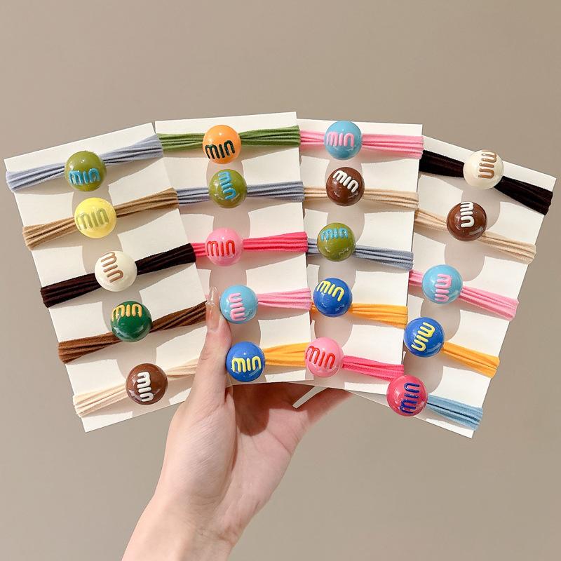 Cuerda para el cabello linda para niños Cuerda para la cabeza de color caramelo Anillo de toalla para niñas La banda elástica no daña el cabello