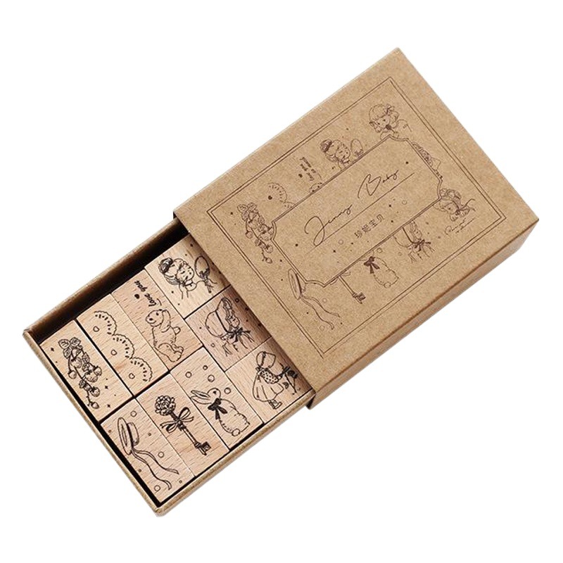 Crepúsculo Baiwu colección Serie diario de madera sello traje creativo estilo retro Internet celebridad decorativo impresión