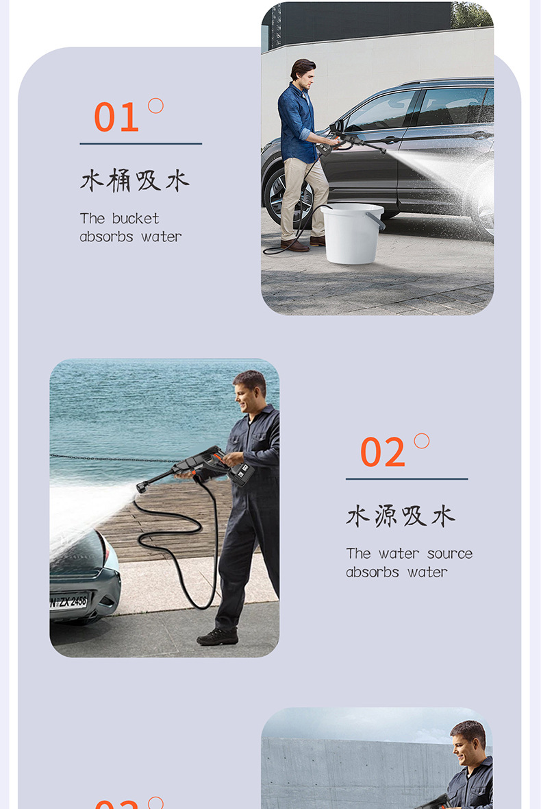 Cross-Border Handheld Lithium Battery Car Washing Machine Wireless High-Power Car Washing Machine Brushless Cleaning Machine Car Washing and Watering Tool