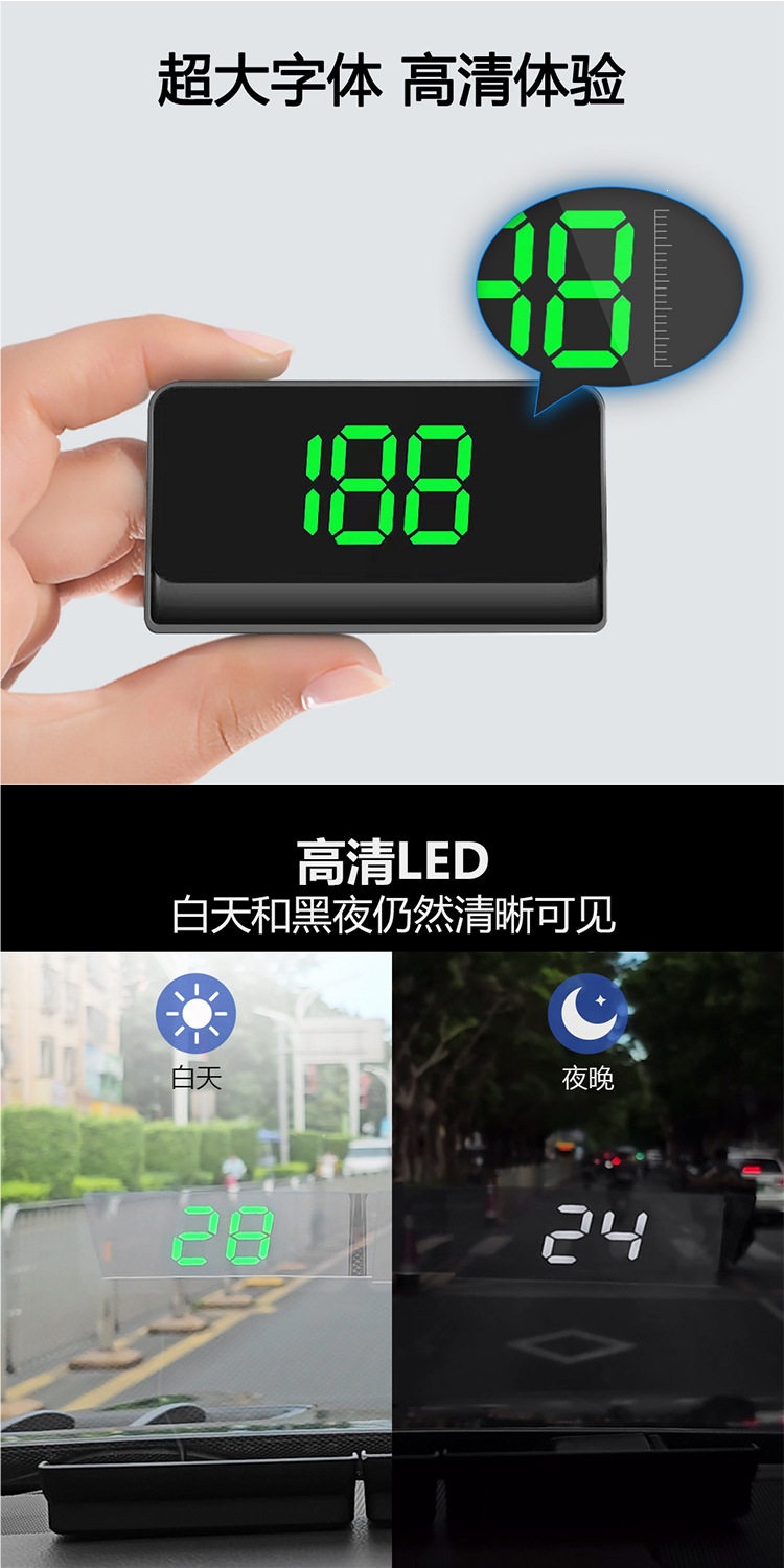 Car HUD Head-Up Display Universal for New Energy Vehicles, Electric Cars, Trucks, GPS Speedometer, High-Definition Projection