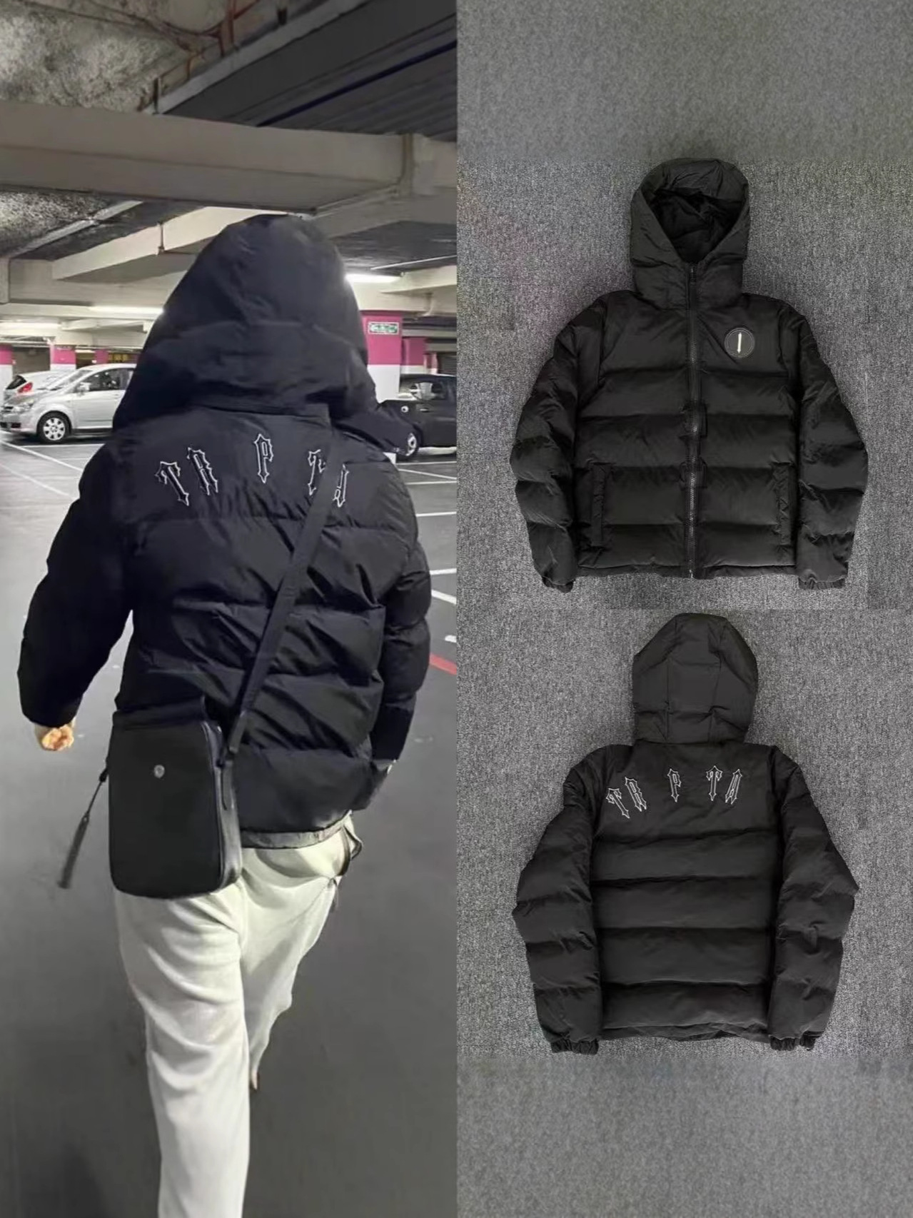 Foreign trade cross-border winter trend Trapstar hooded cotton jacket embroidered on the back of European and American hip-hop men and women thickened cotton clothes