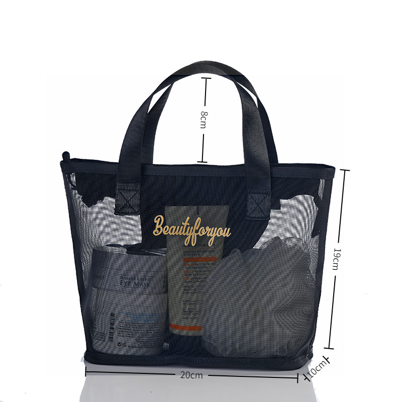 Bolsa de almacenamiento de malla transparente, bolsa de aseo portátil de viaje, bolsa organizadora de artículos diversos de malla de nailon, entrega directa del fabricante. image 31