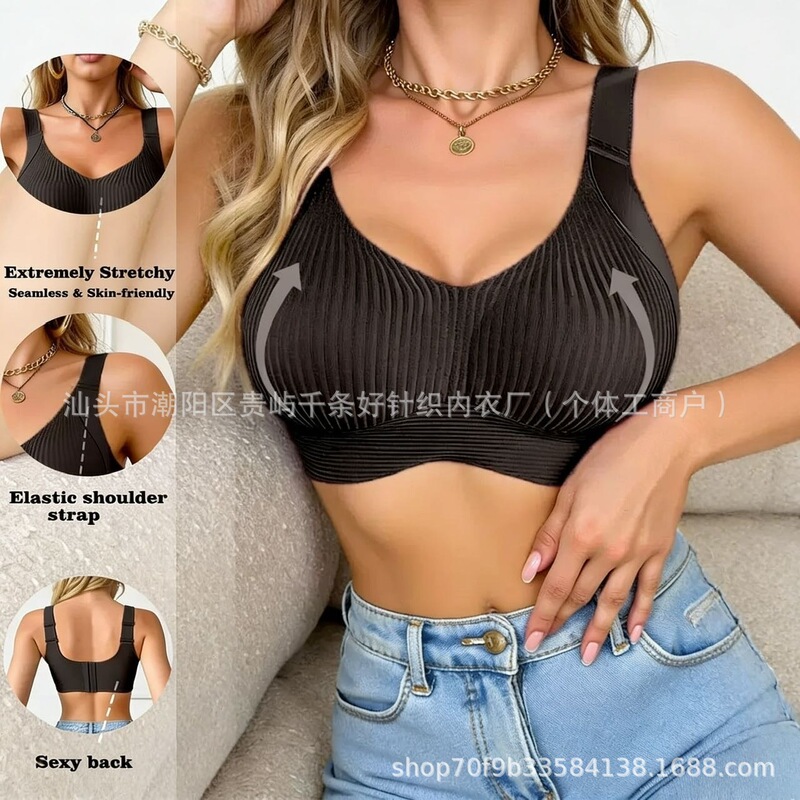 Cross-Border European and American Large Size Seamless Breathable Underwear for Women, Full Cup Sports Bra with Lift and Support, Wireless Anti-Sagging Bra Cross-Border European and American Large Size Seamless Breathable Underwear for Women, Full Cup Sports Bra with Lift and Support, Wireless Anti-Sagging Bra
