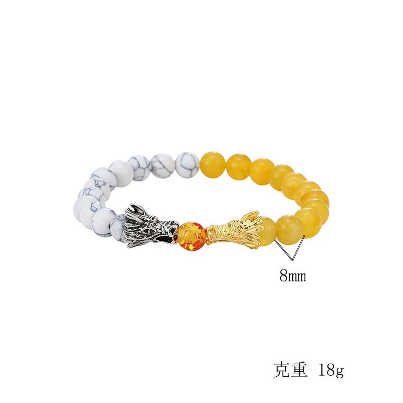Suministro de comercio exterior joyería moda simple piedra volcánica de 8mm blanco turquesa pulsera de cristal amarillo pulsera de grifo pulsera al por mayor